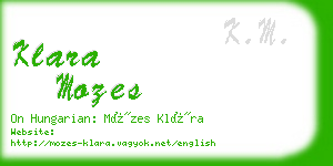 klara mozes business card